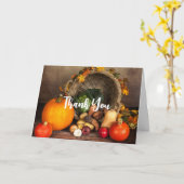 Thanksgiving Tafel Bounful Harvest Dank u wel Kaart (Gele Bloem)