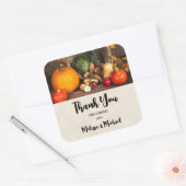 Thanksgiving Tafel Bounful Harvest Dank u wel Vierkante Sticker (Envelop)