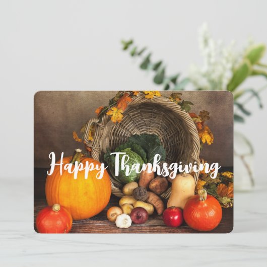 Thanksgiving Tafel Bounful Harvest Feestdagenkaart (Staand voorkant)