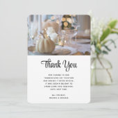 Thanksgiving tafel elegante plaats instelling foto bedankkaart (Staand voorkant)