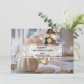 Thanksgiving tafel elegante plaats instelling foto feestdagenkaart (Staand voorkant)