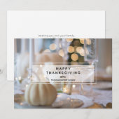 Thanksgiving tafel elegante plaats instelling foto feestdagenkaart (Voorkant / Achterkant)
