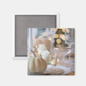Thanksgiving tafel elegante plaats instelling foto magneet (Voorkant / Achterkant)