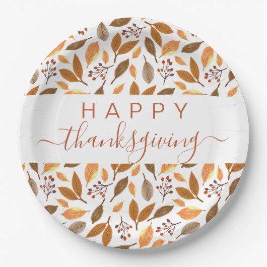 Thanksgiving Tafel Instelling – Fall Leaves Design Papieren Bordje (Voorkant)