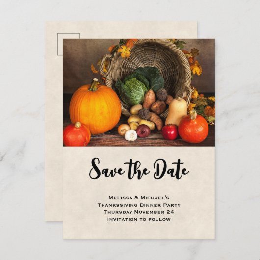 Thanksgiving Tafel overvloedige oogst Opslaan Datu Uitnodiging Briefkaart (Voorkant / Achterkant)