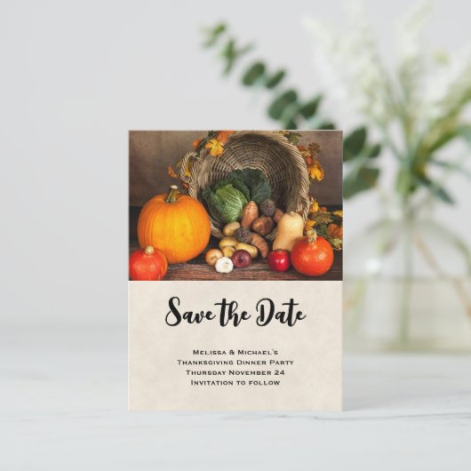 Thanksgiving Tafel overvloedige oogst Opslaan Datu Uitnodiging Briefkaart (Staand voorkant)