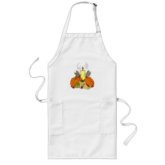 Thanksgiving tafel pompoenen lang schort (Voorkant)