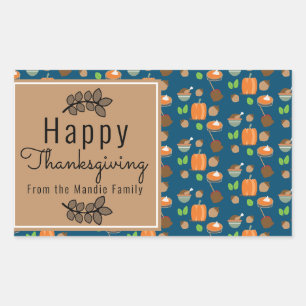 Thanksgiving Tak Branch Groene Patroon Zoete Cadea Rechthoekige Sticker
