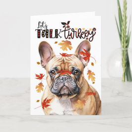 Thanksgiving Tan Franse Bulldog Laten we praten Tu Feestdagen Kaart