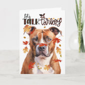 Thanksgiving Tan Pitbull Dog Laten we het over Tur Feestdagen Kaart (Voorkant)