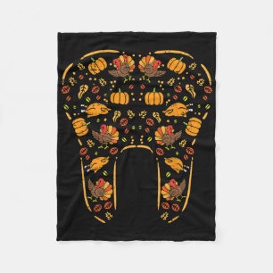 Thanksgiving Tand Schattige Herfst Tanden Tandarts Fleece Deken