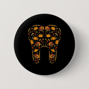Thanksgiving Tand Schattige Herfst Tanden Tandarts Ronde Button 5,7 Cm