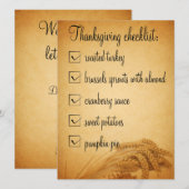 Thanksgiving Tarwe Food Checklist Kaart (Voorkant / Achterkant)