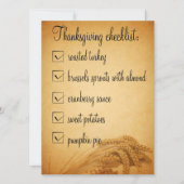Thanksgiving Tarwe Food Checklist Kaart (Voorkant)