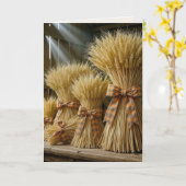 Thanksgiving tarwebundels gebonden met gepleisterd kaart (Gele Bloem)