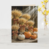 Thanksgiving tarweschoven in schuur met pompoenen kaart (Gele Bloem)