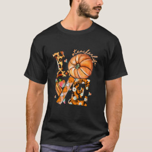 Thanksgiving Teacher Life Pumpkin Love Leopard T-shirt