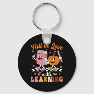 Thanksgiving Teacher Shirt Retro Herfst Verliefd o Sleutelhanger