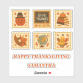 Thanksgiving Teacher Stamp Collage | feestelijke H Sticker (Vel)