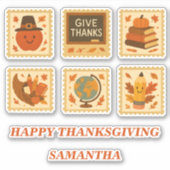 Thanksgiving Teacher Stamp Collage | feestelijke H Sticker (Voorkant)