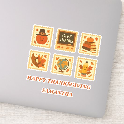 Thanksgiving Teacher Stamp Collage | feestelijke H Sticker (Detail)