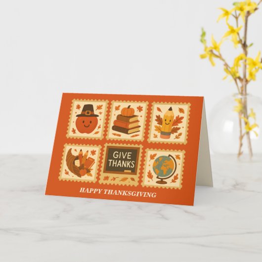 Thanksgiving Teacher Stamp Collage | Herfst Kaart (Gele Bloem)