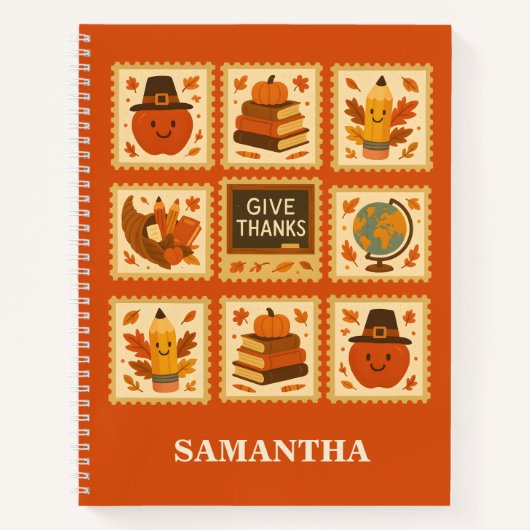 Thanksgiving Teacher Stamp Collage | Herfst Notitieboek (Voorkant)