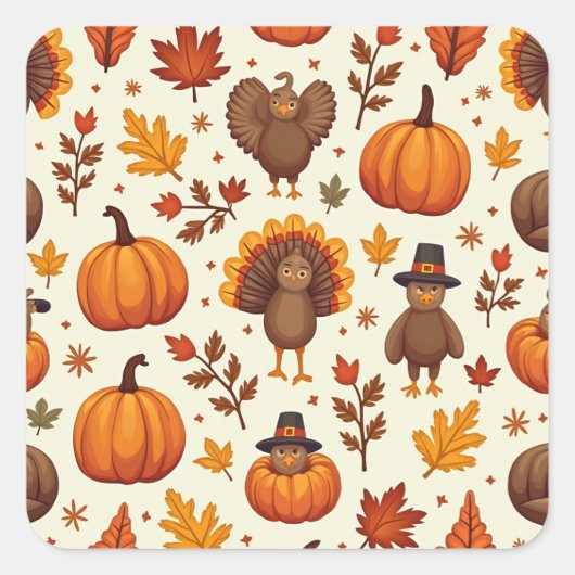 Thanksgiving tekens vierkante sticker (Voorkant)
