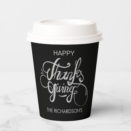 Thanksgiving Tekst Design Paper Cup Papieren Bekers (Voorkant)