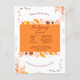 Thanksgiving terugval laat binnenuitnodiging valle briefkaart