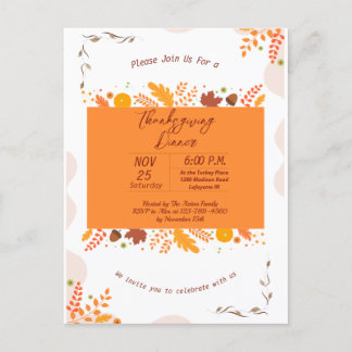Thanksgiving terugval laat binnenuitnodiging valle briefkaart