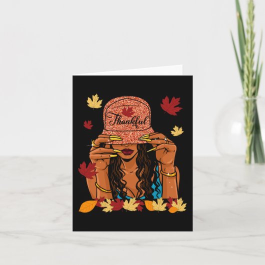 Thanksgiving Thankful Afro African American Autumn Kaart (Voorkant)