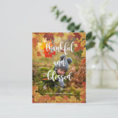 Thanksgiving Thankful and Blessed Autumn Foto Feestdagenkaart (Staand voorkant)