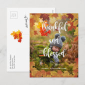 Thanksgiving Thankful and Blessed Autumn Foto Feestdagenkaart (Voorkant / Achterkant)