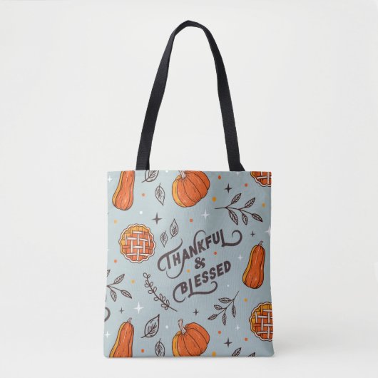 Thanksgiving Thankful en Blessed Tote Bag (Voorkant)