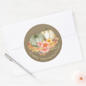 Thanksgiving Thankful floral pumpkins brown Ronde Sticker (Envelop)