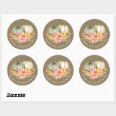 Thanksgiving Thankful floral pumpkins brown Ronde Sticker (Vel)