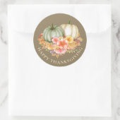 Thanksgiving Thankful floral pumpkins brown Ronde Sticker (Tas)