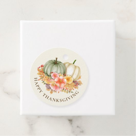 Thanksgiving Thankful floral pumpkins herfst Bedankjes Labels (In situ)