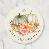 Thanksgiving Thankful floral pumpkins herfst Bedankjes Labels (Voorkant)