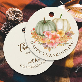 Thanksgiving Thankful floral pumpkins herfst Bedankjes Labels