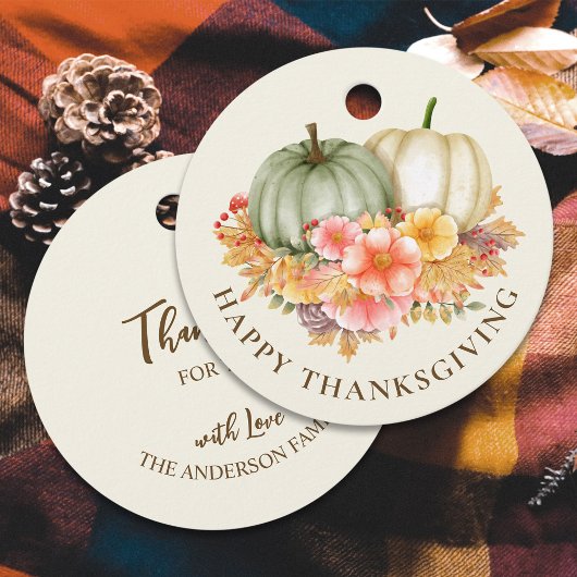 Thanksgiving Thankful floral pumpkins herfst Bedankjes Labels
