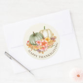 Thanksgiving Thankful floral pumpkins herfst Ronde Sticker (Envelop)