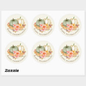Thanksgiving Thankful floral pumpkins herfst Ronde Sticker (Vel)
