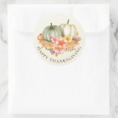 Thanksgiving Thankful floral pumpkins herfst Ronde Sticker (Tas)