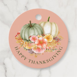 Thanksgiving Thankful floral pumpkins roze Bedankjes Labels