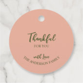Thanksgiving Thankful floral pumpkins roze Bedankjes Labels (Achterkant)