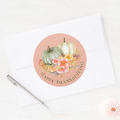Thanksgiving Thankful floral pumpkins roze Ronde Sticker (Envelop)