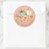Thanksgiving Thankful floral pumpkins roze Ronde Sticker (Tas)