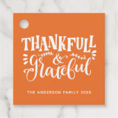 Thanksgiving Thankful & Grateful Herfst Harvest Bedankjes Labels (Voorkant)